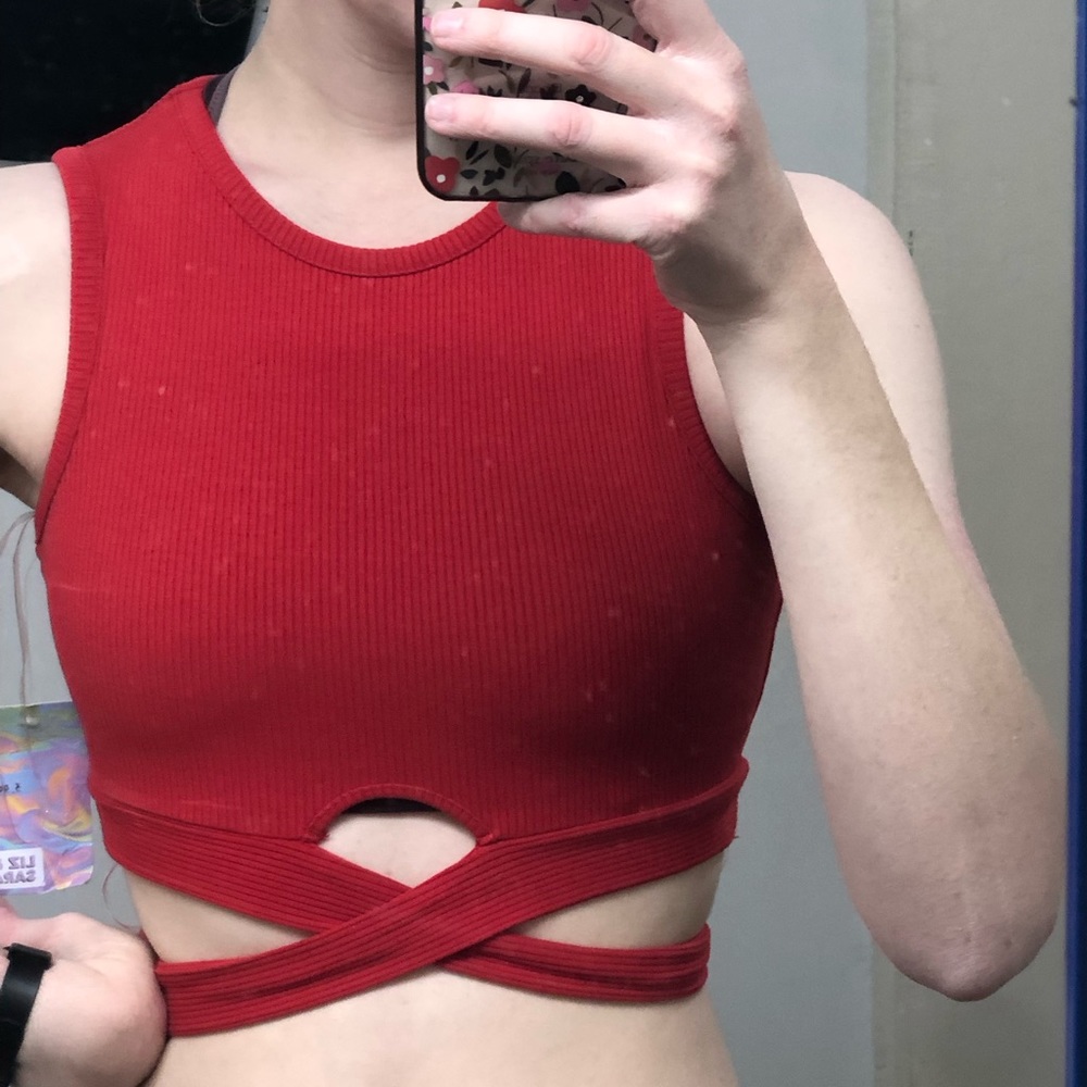Red cropped top